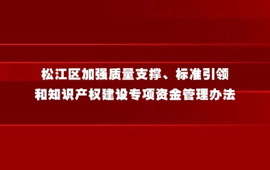 松江区加强质量支撑、标准引领和知识产权建设专项资金管理办法