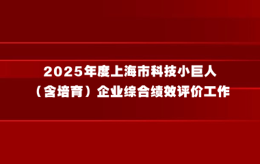 上海市科学技术委员会关于开展2025年度上海市科技小巨人（含培育）企业综合绩效评价工作的通知