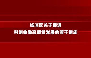 杨浦区关于促进科创金融高质量发展的若干措施