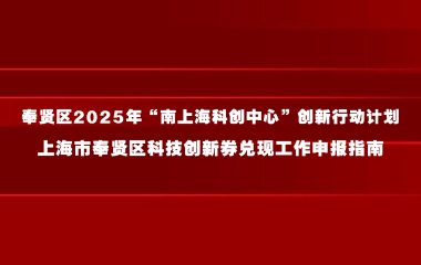 奉贤区2025年“南上海科创中心”创新行动计划——上海市奉贤区科技创新券兑现工作申报指南