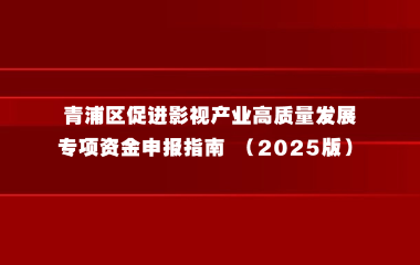 青浦区促进影视产业高质量发展专项资金申报指南 （2025版）