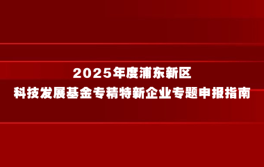 2025年度浦东新区科技发展基金专精特新企业专题申报指南