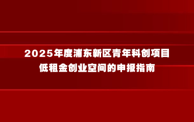 2025年度浦东新区青年科创项目低租金创业空间的申报指南
