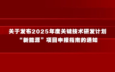 上海市科学技术委员会关于发布2025年度关键技术研发计划“新能源”项目申报指南的通知